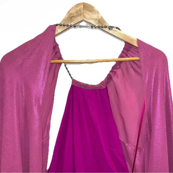 THE ATTICO Karen Mini Dress Pink Violet Lamé Cutout Cocktail US 4 IT 40 chain - Picture 12 of 16